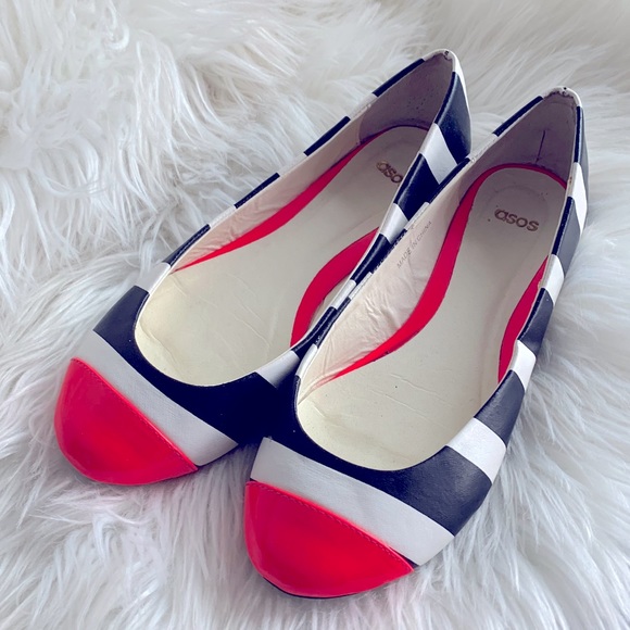 ASOS Black, White, and Neon Pink Ballet Flats - Picture 2 of 13